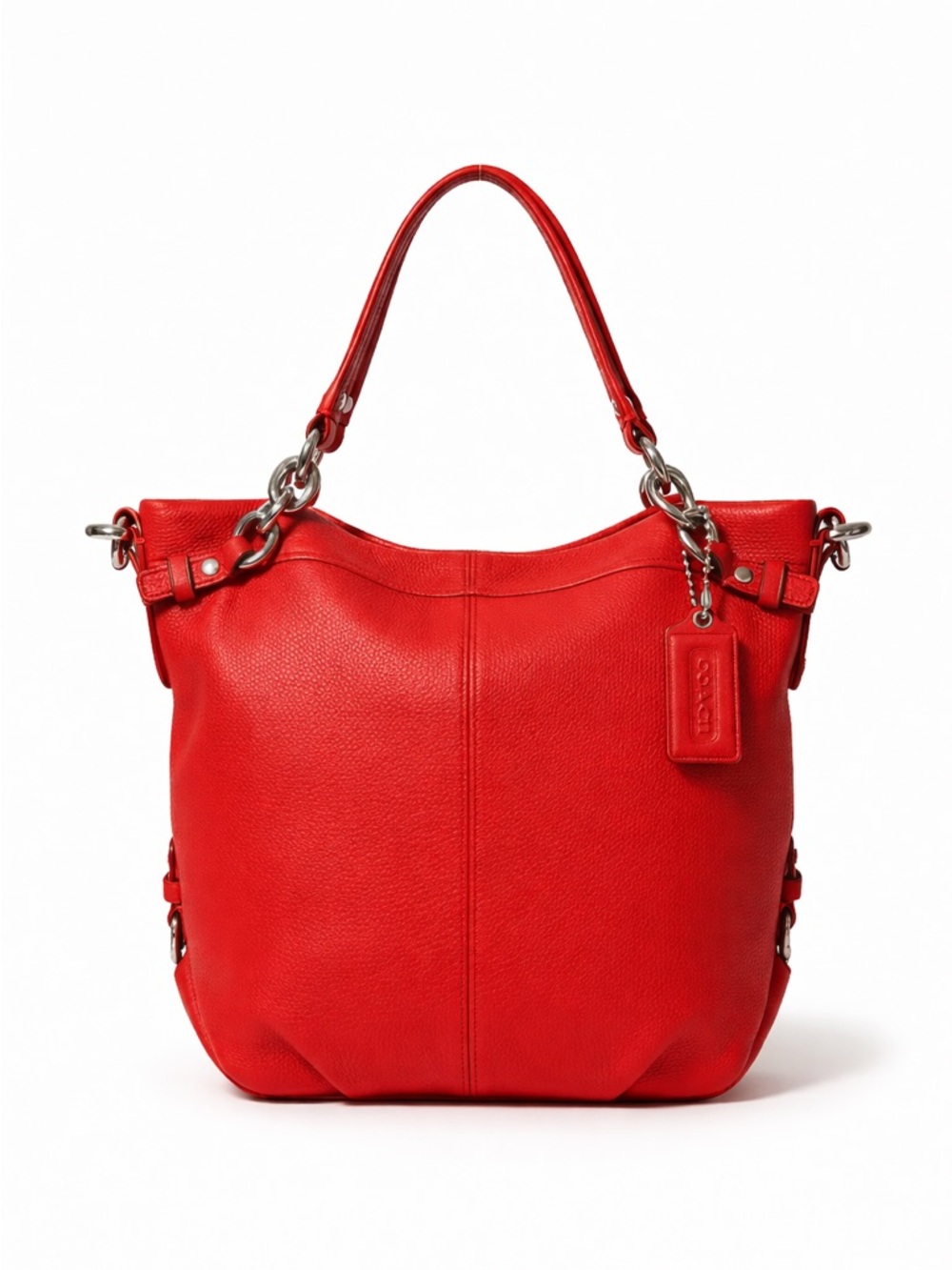 Coach Red Leather Shoulder Bag Silver Hardware Classic tote - Picture 14 of 15